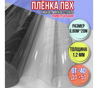 Мягкие окна для веранды Пленка ПВХ прозрачная, толщина 1,2 мм, размер 0,80м * 20м