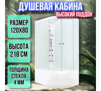 Душевая кабина 120х80 левая высокий поддон высота 218 матовая D-S Simple
